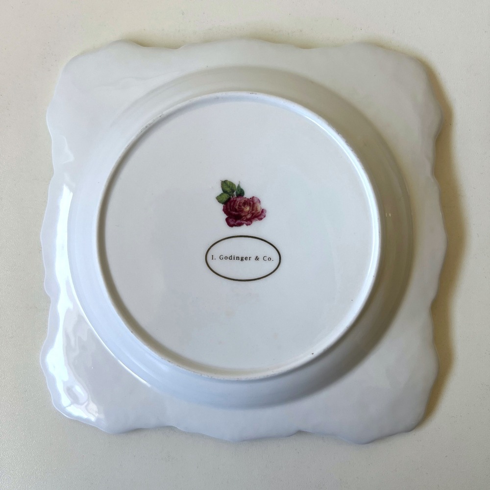 Godinger Porcelain Rose Floral Square Decorative Plate Trinket Dish 6" - Picture 2 of 8